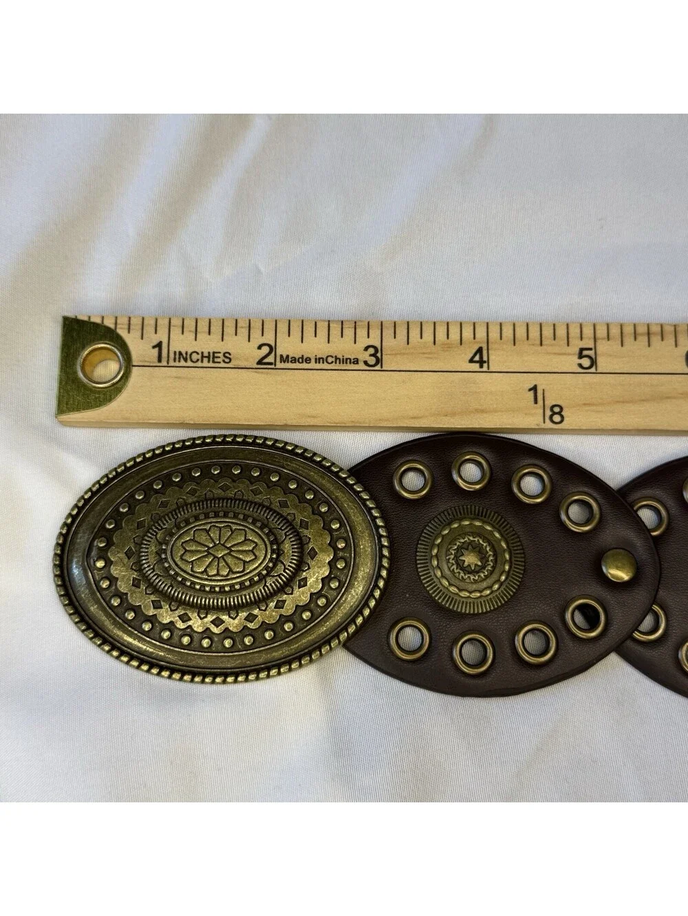 Unbranded Concho Disc Belt S/M Brown Boho Western Grommet Oval Buckle NWOT